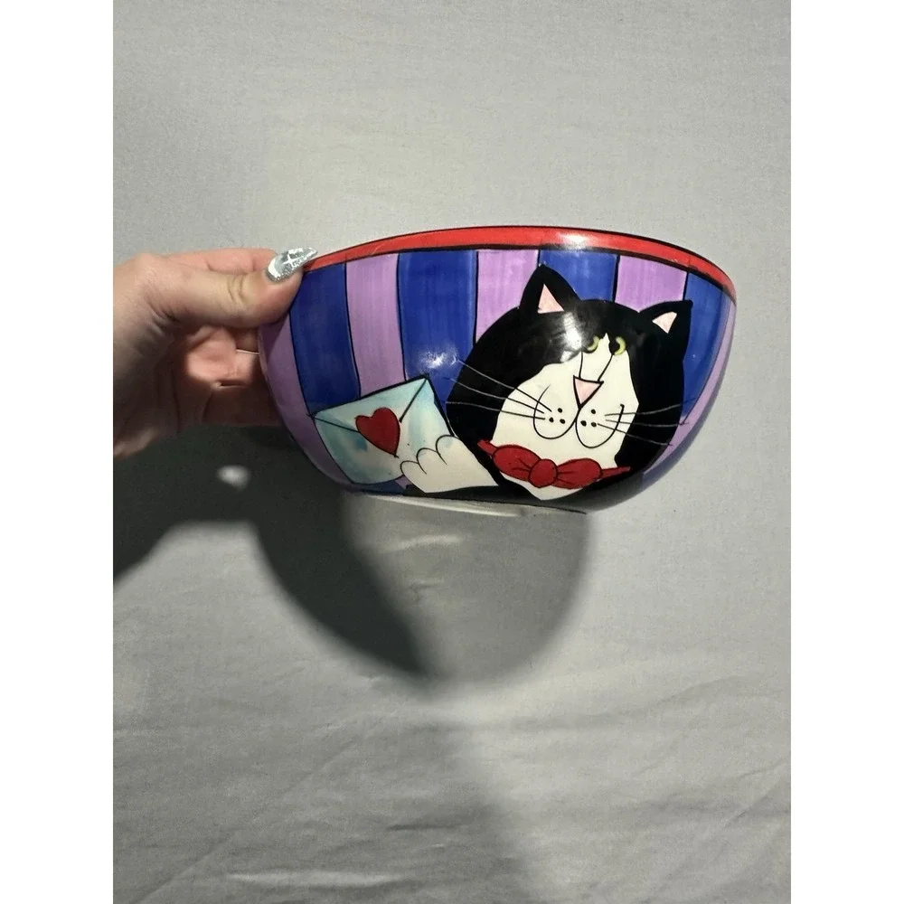 2002 Candace Reiter Designs Catzilla CATS Heart Shaped Ceramic Bowl 7